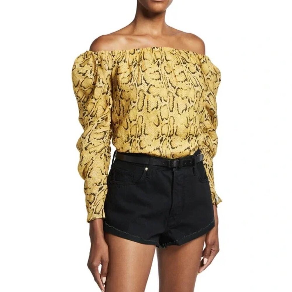 Frame Off the Shoulder Billow Top in Python Multi